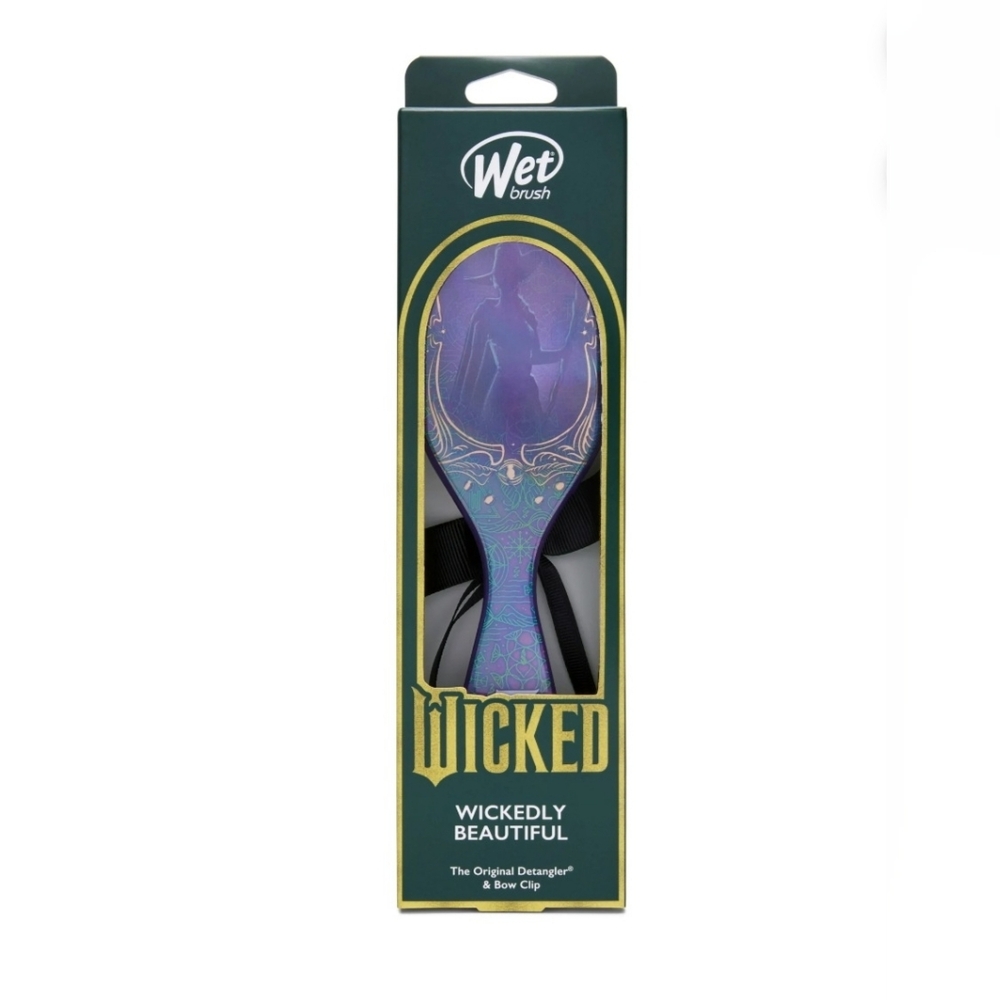 Elphaba Wet Brush Wickedly Beautiful Original Detangler & Bow Clip Set-NWT